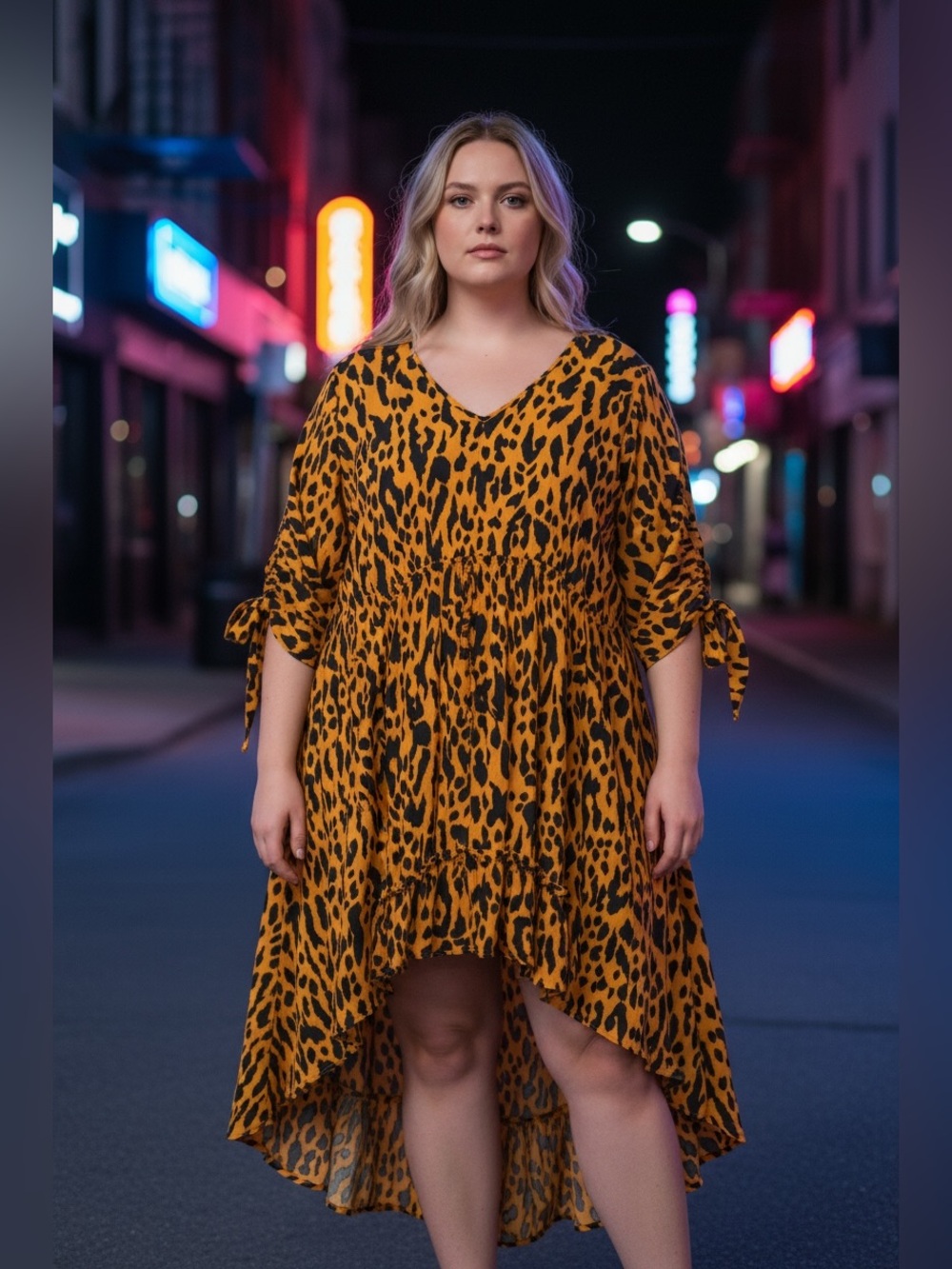 Umgee Animal Print Dress with Black & Brown Tones-XLG-EUC